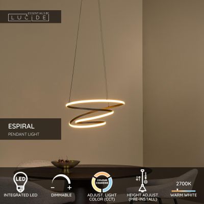 Lucide ESPIRAL - Pendant light - LED Dim. - CCT - 1x40W 2700K/4000K - Black